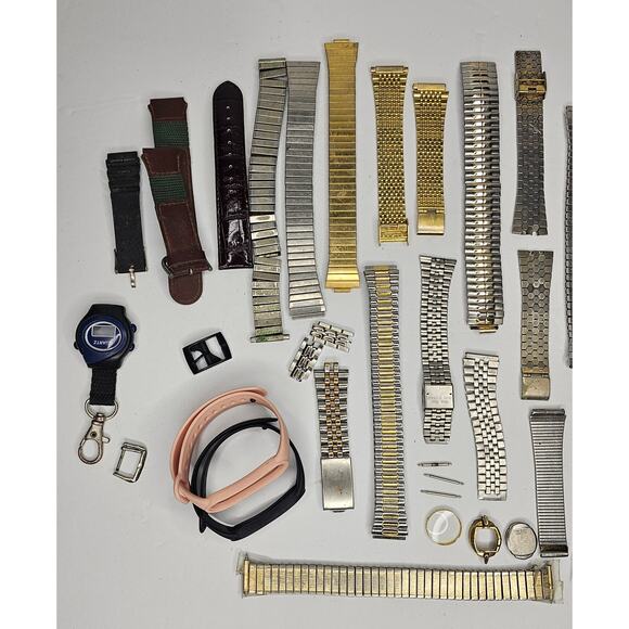 1.5 Pounds Watch Band Bundle Lot DIY Craft Project Repair Steampunk Vintage - Picture 2 of 10